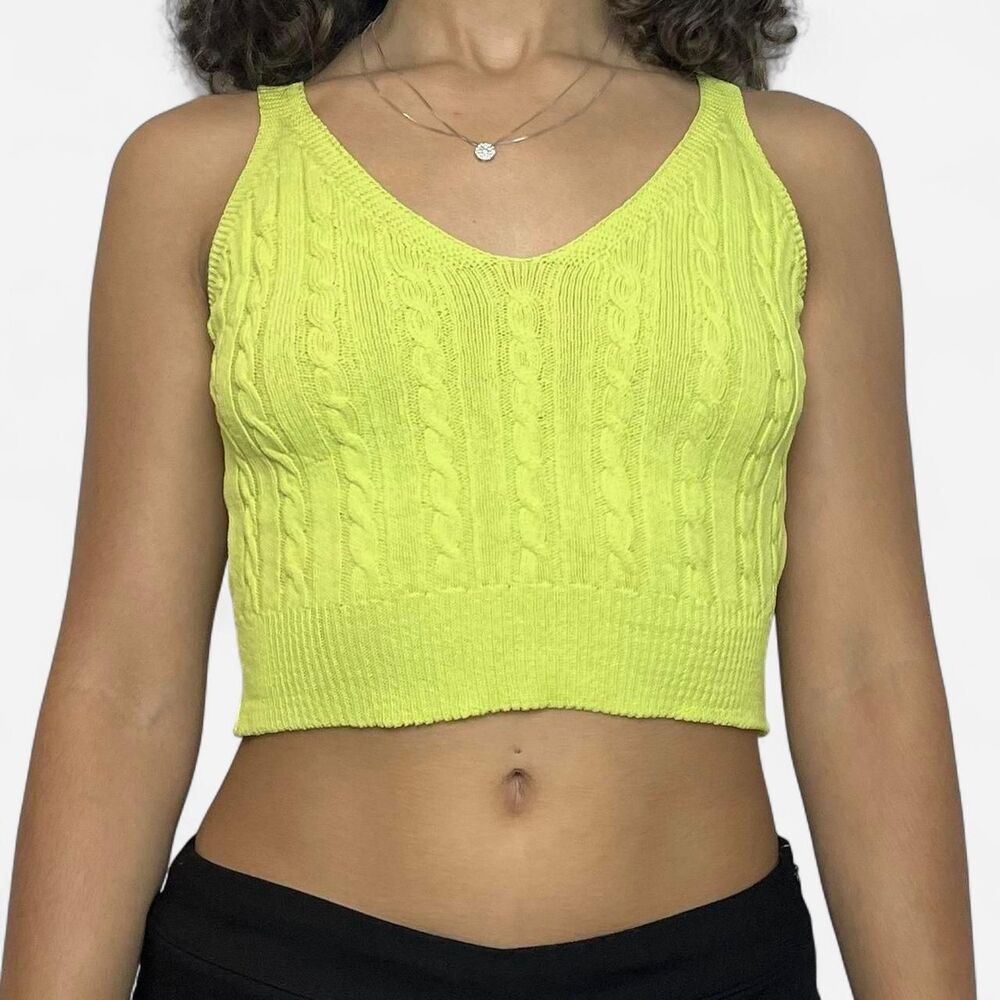 Unbranded Women's Green and Yellow Crop-top